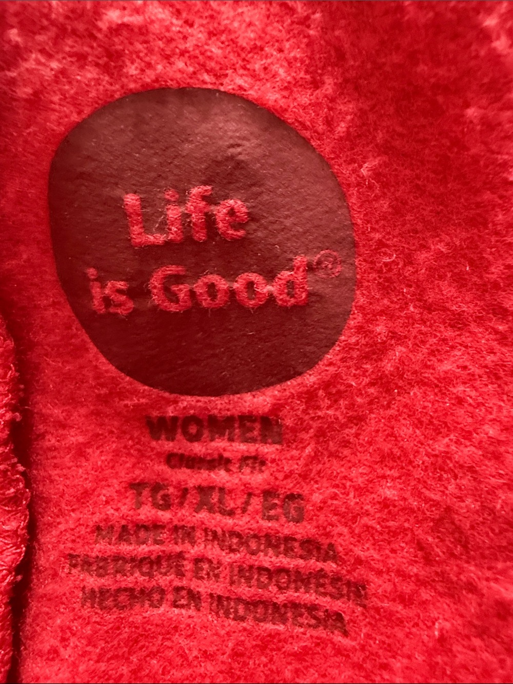 Life is Good Open Front Hooded French Terry Red Sweatshirt Cardigan Jacket XL - Picture 7 of 7